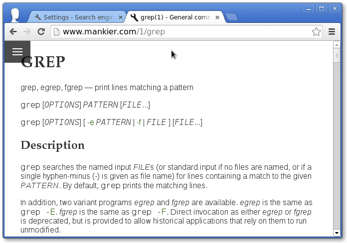 grep man page loaded