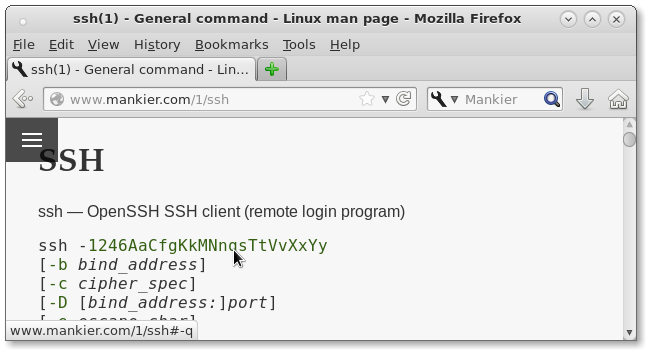 ssh man page loaded