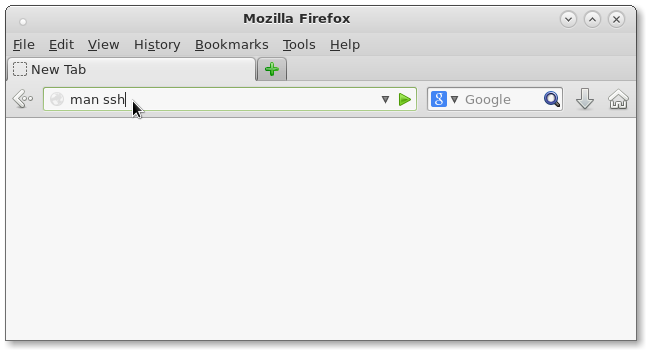 Typing man ssh in the address bar