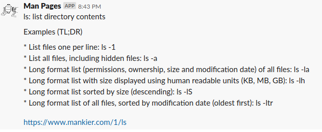 Screenshot of /man ls